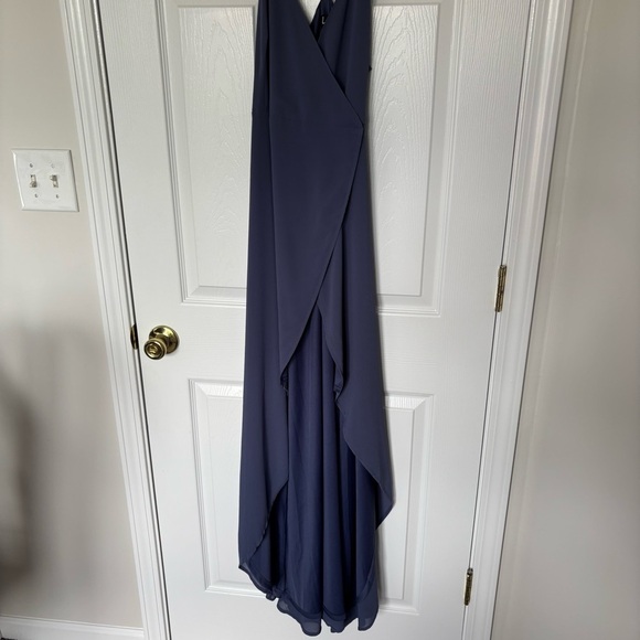 Lulus Here's To Us Maxi Wrap Dress in Granite Blue Size Medium - Picture 3 of 7